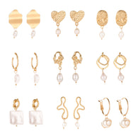 Korean Drop Dangle Earrings for Women Freshwater Irregular Pearl