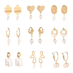 Korean Drop Dangle Earrings for Women Freshwater Irregular Pearl