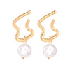 Korean Drop Dangle Earrings for Women Freshwater Irregular Pearl