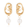 Korean Drop Dangle Earrings for Women Freshwater Irregular Pearl