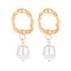 Korean Drop Dangle Earrings for Women Freshwater Irregular Pearl