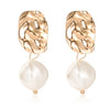 Korean Drop Dangle Earrings for Women Freshwater Irregular Pearl