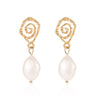 Korean Drop Dangle Earrings for Women Freshwater Irregular Pearl