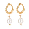 Korean Drop Dangle Earrings for Women Freshwater Irregular Pearl