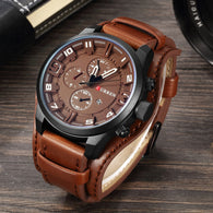 Men's Watch With Leather Strap Waterproof