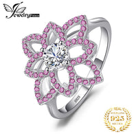 Pink Sapphire CZ Flower Ring 925 Sterling