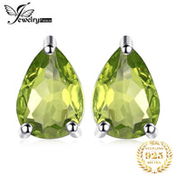 Natural Green Peridot Birthstone Stud Earrings Solid 925