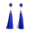 Bohemian Crystal Tassel Earrings Silk Fabric Exaggerated