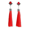 Bohemian Crystal Tassel Earrings Silk Fabric Exaggerated