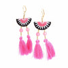 Bohemian Crystal Tassel Earrings Silk Fabric Exaggerated