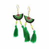 Bohemian Crystal Tassel Earrings Silk Fabric Exaggerated