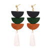 Bohemian Crystal Tassel Earrings Silk Fabric Exaggerated