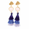 Bohemian Crystal Tassel Earrings Silk Fabric Exaggerated