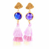 Bohemian Crystal Tassel Earrings Silk Fabric Exaggerated