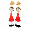 Bohemian Crystal Tassel Earrings Silk Fabric Exaggerated