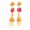 Bohemian Crystal Tassel Earrings Silk Fabric Exaggerated