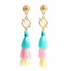 Bohemian Crystal Tassel Earrings Silk Fabric Exaggerated