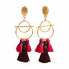 Bohemian Crystal Tassel Earrings Silk Fabric Exaggerated