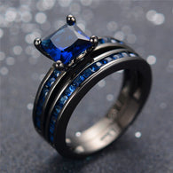 Luxury Female Dark Blue Zircon Stone Ring Fasgion