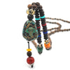 Handmade Nepal Necklace Buddhist Mala Wood Beads Pendant