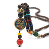 Handmade Nepal Necklace Buddhist Mala Wood Beads Pendant