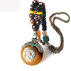 Handmade Nepal Necklace Buddhist Mala Wood Beads Pendant