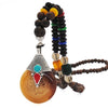 Handmade Nepal Necklace Buddhist Mala Wood Beads Pendant