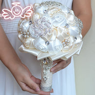 Rose Crystal Wedding Bouquet Beaded Brooch