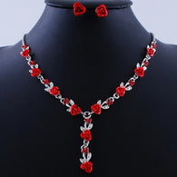 Romantic Rose Necklace Earrings Wedding Bridal African Jewelry