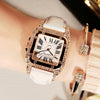 Women Square Diamond Wrist Watches Leather Strap