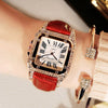 Women Square Diamond Wrist Watches Leather Strap