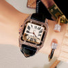 Women Square Diamond Wrist Watches Leather Strap