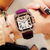 Women Square Diamond Wrist Watches Leather Strap