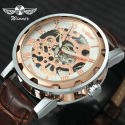 Fashion Mechanical Watch Leather Stainless Steel